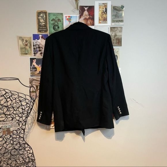 RALPH LAUREN LRL CREST LOGO EMBROIDERED DOUBLE BREASTED WOOL BLAZER BLACK 10 - Picture 6 of 8